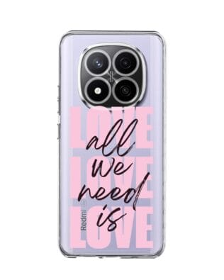 Etui do Xiaomi Redmi Note 14 Pro 4G przeźroczyste, silikonowe Flexi, Positive Vibes, All We Need Is Love