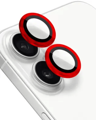 Metalowa osłona obiektywu aparatu ze szkła hartowanego 9H do iPhone 17, 1 zestaw, czerwona