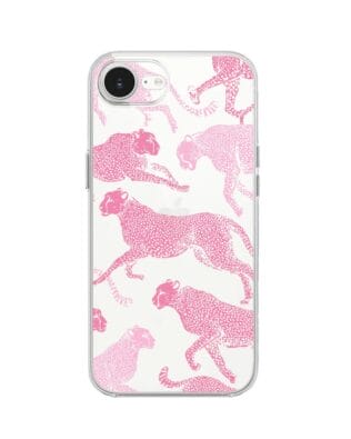 Etui do iPhone 16e przeźroczyste, silikonowe Flexi, Mystic, Różowe pumy