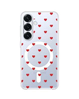 Etui do Samsung Galaxy S25 z MagSafe przeźroczyste, silikonowe Flexi, Mini Patterns, Serduszka