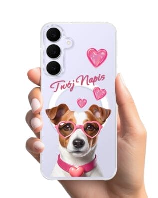 Etui do Samsung Galaxy S25 FE z MagSafe przeźroczyste, silikonowe Flexi, Puppy Love, pies rasy Jack Russell Terrier