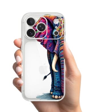 Etui do iPhone 17 Pro Max przeźroczyste, silikonowe Flexi, Dzika Mandala, Słoń
