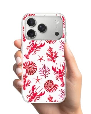 Etui do iPhone 17 Pro z MagSafe przeźroczyste, silikonowe Flexi, Summer Patterns, krab, muszle