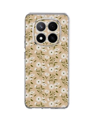 Etui do Xiaomi Redmi Note 14 Pro 4G przeźroczyste, silikonowe Flexi, delikatne kwiatki na cielistym tle