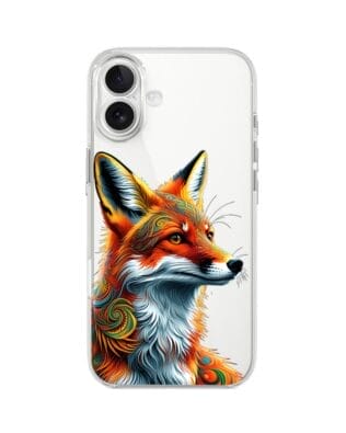 Etui do iPhone 17 przeźroczyste, silikonowe Flexi, Dzika Mandala, Twarz lisa