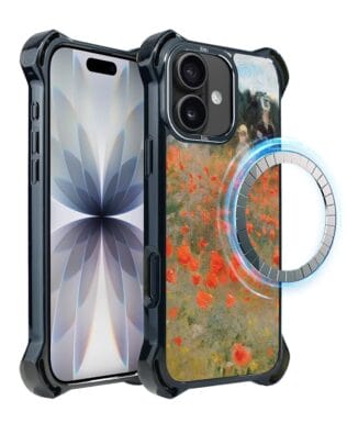 Etui do iPhone 17 IBIZU DropGuard Ultra z MagSafe, Claude Monet, pole maków