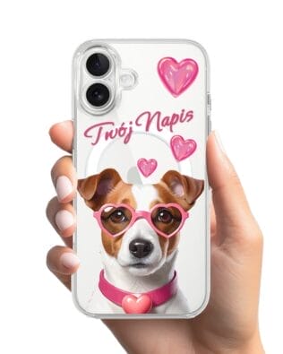 Etui do iPhone 17 z MagSafe przeźroczyste, silikonowe Flexi, Puppy Love, pies rasy Jack Russell Terrier