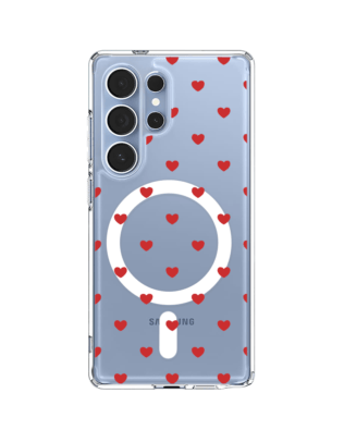 Etui do Samsung Galaxy S25 Ultra z MagSafe przeźroczyste, silikonowe Flexi, Mini Patterns, Serduszka