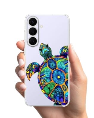 Etui do Samsung Galaxy S25 FE przeźroczyste, silikonowe Flexi, Dzika Mandala, Żółw