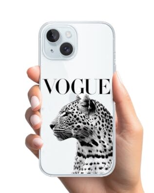 Etui do iPhone 15 Plus przeźroczyste, silikonowe Flexi, Positive Vibes, Tygrys Vogue