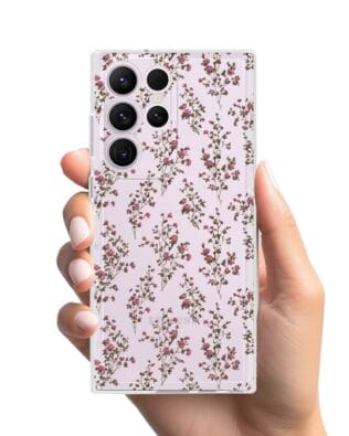 Etui do Samsung Galaxy S23 Ultra przeźroczyste, silikonowe Flexi, Mini Patterns, Różyczki