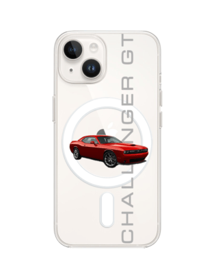 Etui do iPhone 13 Mini z MagSafe przeźroczyste, silikonowe Flexi, Szybkie Auta, czerwony Challenger GT