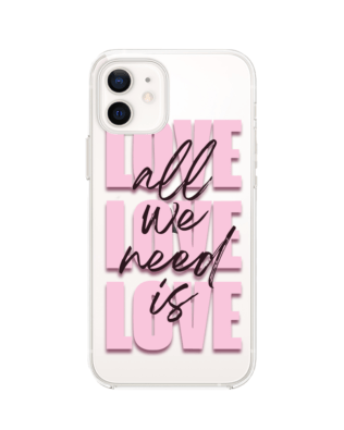 Etui do iPhone 12 przeźroczyste, silikonowe Flexi, Positive Vibes, All We Need Is Love