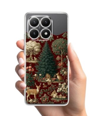 Etui do Xiaomi 15T przeźroczyste, silikonowe Flexi, Zimowa magia, świąteczny las