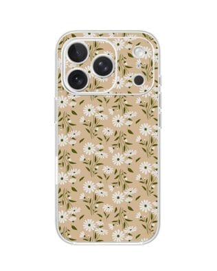 Etui do iPhone 17 Pro przeźroczyste, silikonowe Flexi, Summer Patterns, delikatne kwiatki na cielistym tle