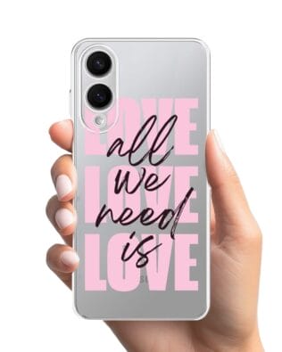 Etui do Samsung Galaxy S25 Edge przeźroczyste, silikonowe Flexi, Positive Vibes, All We Need Is Love