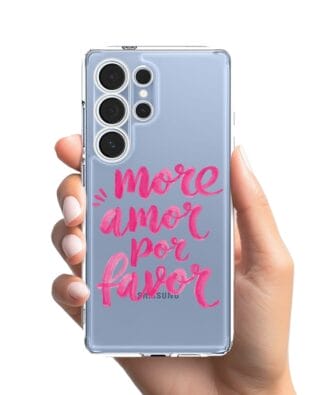 Etui do Samsung Galaxy S25 Ultra przeźroczyste, silikonowe Flexi, Positive Vibes, More amore per favore