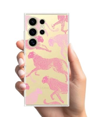 Etui do Samsung Galaxy S24 Ultra przeźroczyste, silikonowe Flexi, Mystic, Różowe pumy