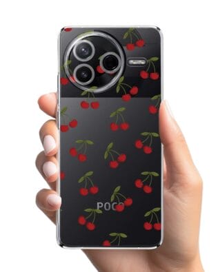 Etui do Xiaomi POCO F7 Pro przeźroczyste, silikonowe Flexi, Mini Patterns, Wiśnie