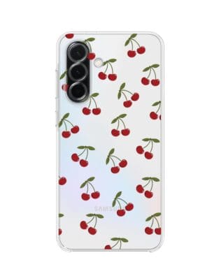 Etui do Samsung Galaxy A36 5G przeźroczyste, silikonowe Flexi, Mini Patterns, Wiśnie