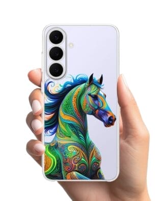 Etui do Samsung Galaxy S25 FE przeźroczyste, silikonowe Flexi, Dzika Mandala, Koń
