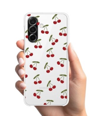 Etui do Samsung Galaxy A26 5G przeźroczyste, silikonowe Flexi, Mini Patterns, Wiśnie