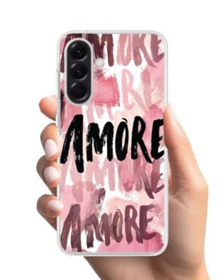 Etui do Samsung Galaxy A56 5G z MagSafe przeźroczyste, silikonowe Flexi, Positive Vibes, Amore Amore