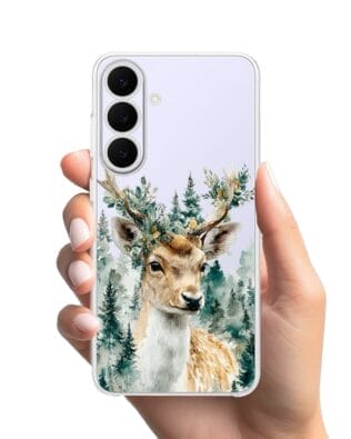 Etui do Samsung Galaxy S25 FE przeźroczyste, silikonowe Flexi, Przytulne święta, Leśny jelonek