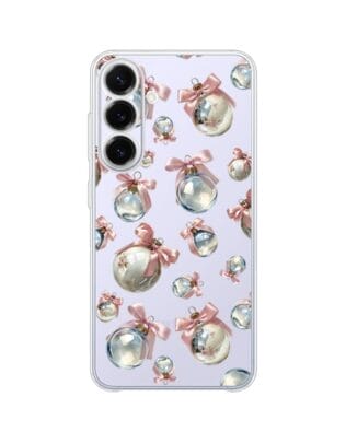 Etui do Samsung Galaxy S25 FE przeźroczyste, silikonowe Flexi, Przytulne święta, Pastelowe bombki