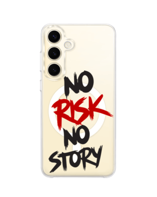 Etui do Samsung Galaxy S24 Plus z MagSafe przeźroczyste, silikonowe Flexi, Positive Vibes, No Risk No Story