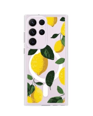 Etui do Samsung Galaxy S23 Ultra z MagSafe przeźroczyste, silikonowe Flexi, Italian Summer, Cytrynowe