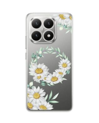 Etui do Xiaomi 15T przeźroczyste, silikonowe Flexi, wianek stokrotek