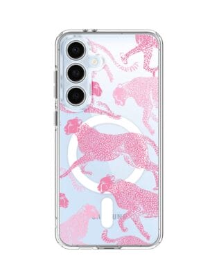 Etui do Samsung Galaxy S24 FE z MagSafe przeźroczyste, silikonowe Flexi, Mystic, Różowe pumy