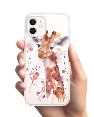 Etui do iPhone 12 z MagSafe przeźroczyste, silikonowe Flexi, Dzika Mandala, Żyrafa