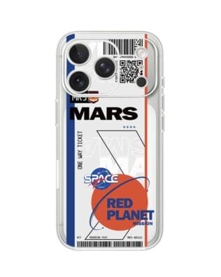 Etui do iPhone 17 Pro Max przeźroczyste, silikonowe Flexi, bilet na Mars