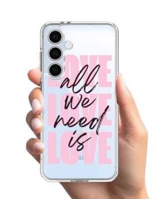 Etui do Samsung Galaxy S24 FE przeźroczyste, silikonowe Flexi, Positive Vibes, All We Need Is Love
