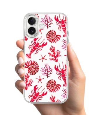 Etui do iPhone 17 z MagSafe przeźroczyste, silikonowe Flexi, Summer Patterns, krab, muszle