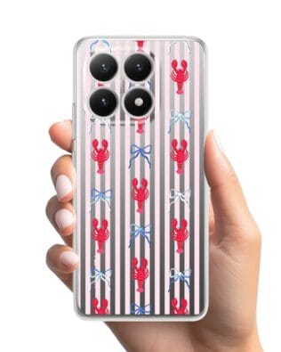 Etui do Xiaomi 15T przeźroczyste, silikonowe Flexi, krab i kokardki