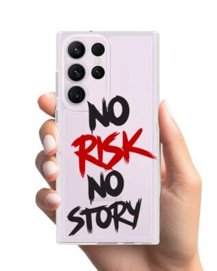 Etui do Samsung Galaxy S23 Ultra przeźroczyste, silikonowe Flexi, Positive Vibes, No Risk No Story