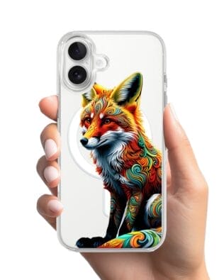 Etui do iPhone 17 z MagSafe przeźroczyste, silikonowe Flexi, Dzika Mandala, Lis