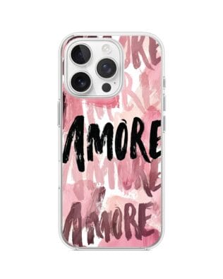 Etui do iPhone 16 Pro z MagSafe przeźroczyste, silikonowe Flexi, Positive Vibes, Amore Amore