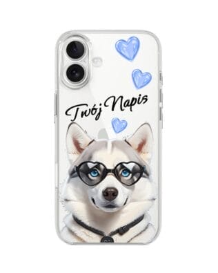 Etui do iPhone 17 przeźroczyste, silikonowe Flexi, Puppy Love, pies rasy Husky