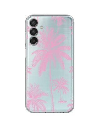 Etui do Samsung Galaxy M15 5G przeźroczyste, silikonowe Flexi, Mystic, Różowe palmy