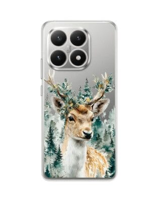 Etui do Xiaomi 15T przeźroczyste, silikonowe Flexi, Przytulne święta, Leśny jelonek