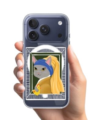 Etui do iPhone 17 Pro z MagSafe przeźroczyste, silikonowe Flexi, kotek z kurczakiem