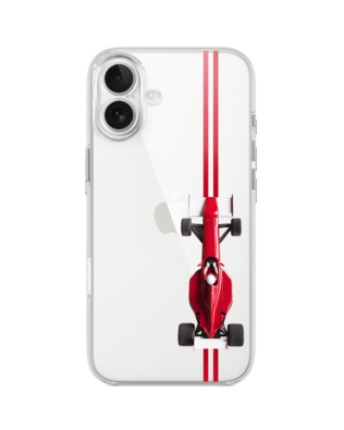 Etui do iPhone 17 przeźroczyste, silikonowe Flexi, Szybkie Auta, czerwone F1