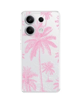 Etui do Xiaomi Redmi Note 13 Pro 5G przeźroczyste, silikonowe Flexi, Mystic, Różowe palmy
