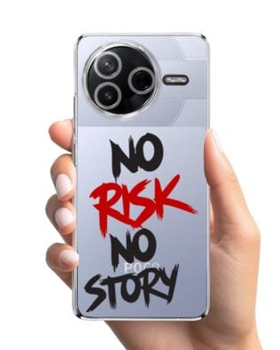 Etui do Xiaomi POCO F7 Pro przeźroczyste, silikonowe Flexi, Positive Vibes, No Risk No Story