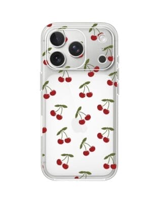 Etui do iPhone 17 Pro Max przeźroczyste, silikonowe Flexi, Mini Patterns, Wiśnie