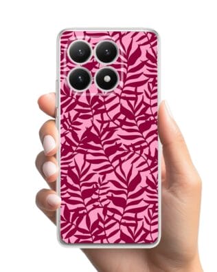 Etui do Xiaomi 15T przeźroczyste, silikonowe Flexi, Summer Patterns, bordowe liście